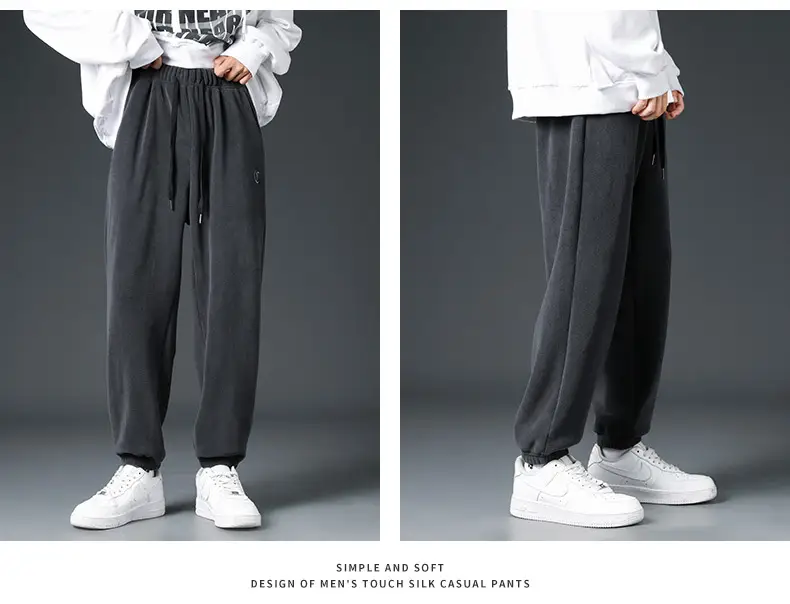 Men Black Fleece Lined Ankle Tied Sweatpants — feature 14