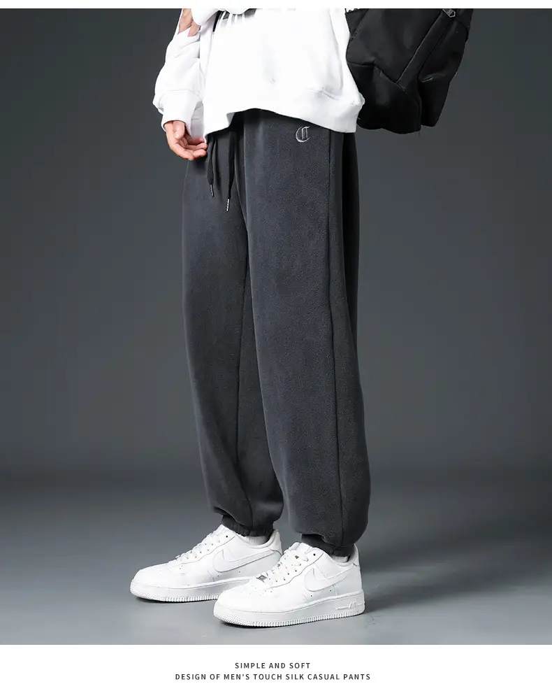 Men Black Fleece Lined Ankle Tied Sweatpants — feature 15