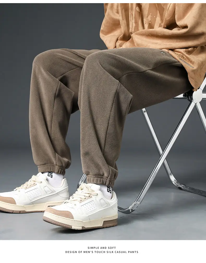 Men Black Fleece Lined Ankle Tied Sweatpants — feature 20
