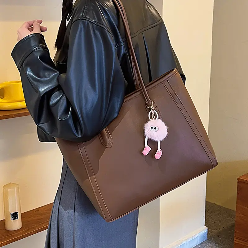 Women's Brown Leather Tote Bag Large Capacity 2023 - Image 10