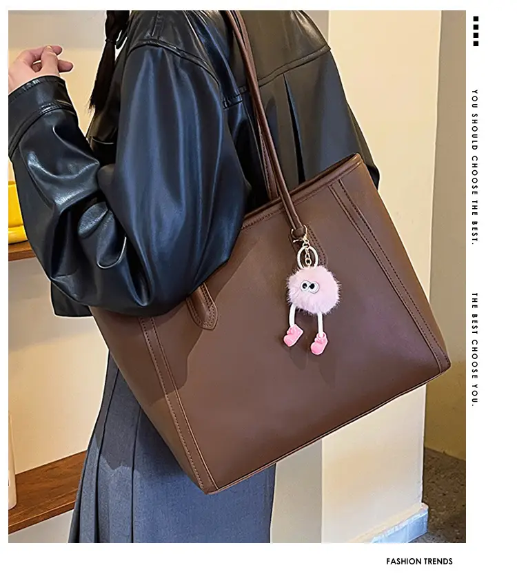 Women's Brown Leather Tote Bag Large Capacity 2023 — feature 1