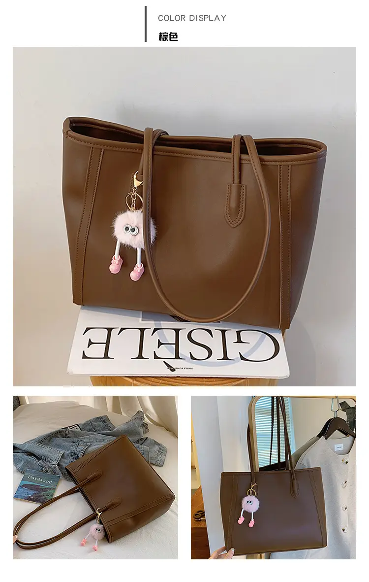 Women's Brown Leather Tote Bag Large Capacity 2023 — feature 19