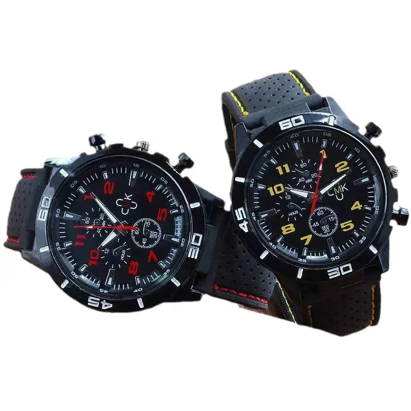 Foreign Trade Men's Stylish Watch, Casual Men's Watch, Quartz Watch, Sports Large Dial Watch, Luminous Silicone Strap
