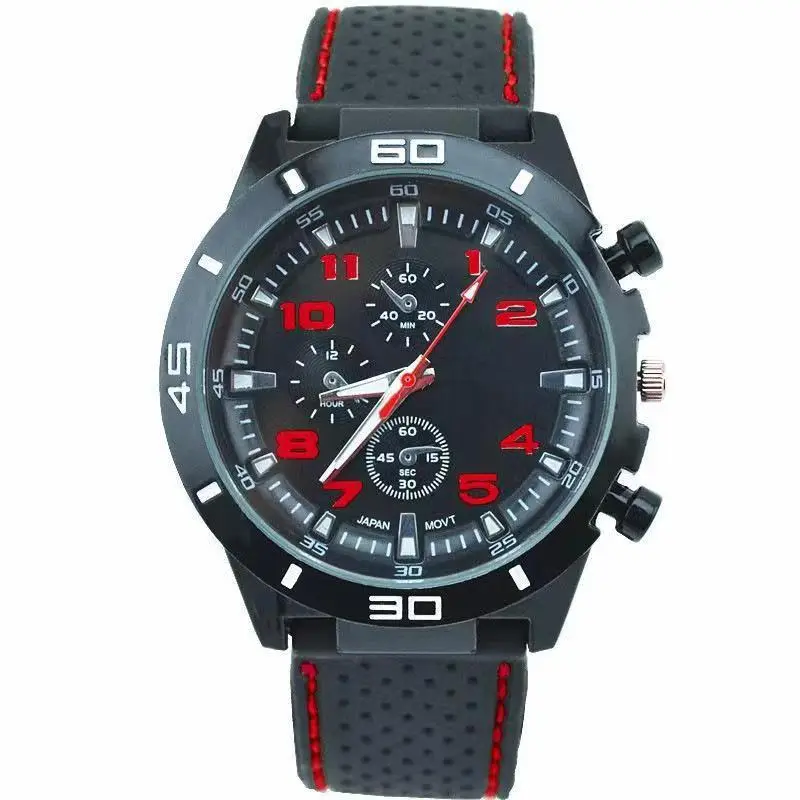 Foreign Trade Men's Stylish Watch, Casual Men's Watch, Quartz Watch, Sports Large Dial Watch, Luminous Silicone Strap