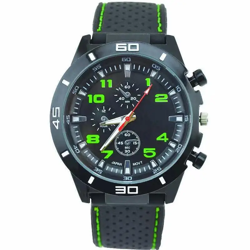 Foreign Trade Men's Stylish Watch, Casual Men's Watch, Quartz Watch, Sports Large Dial Watch, Luminous Silicone Strap