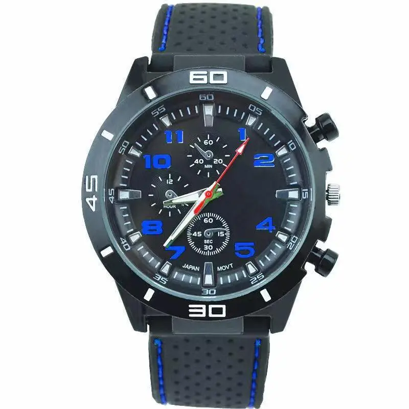 Foreign Trade Men's Stylish Watch, Casual Men's Watch, Quartz Watch, Sports Large Dial Watch, Luminous Silicone Strap