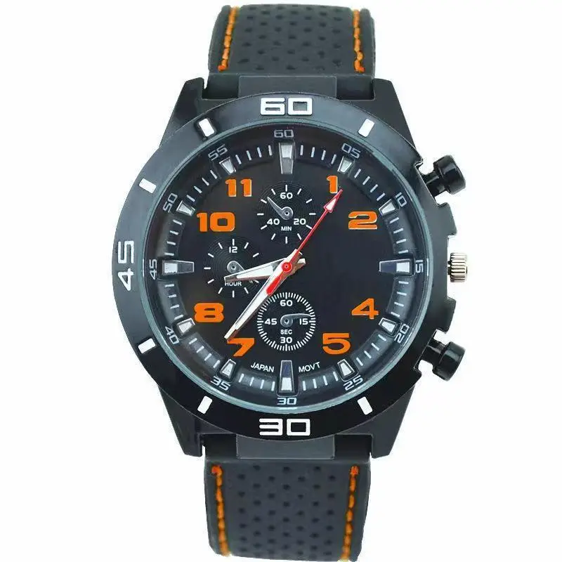 Foreign Trade Men's Stylish Watch, Casual Men's Watch, Quartz Watch, Sports Large Dial Watch, Luminous Silicone Strap