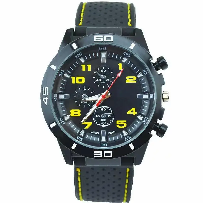 Foreign Trade Men's Stylish Watch, Casual Men's Watch, Quartz Watch, Sports Large Dial Watch, Luminous Silicone Strap