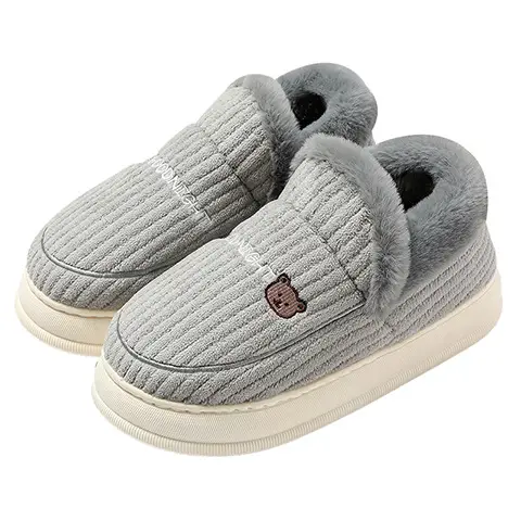 Cotton slippers men's winter home thick bottom bag heel household non-slip room velvet warm cotton slippers women's cotton shoes for outer wear - Image 9