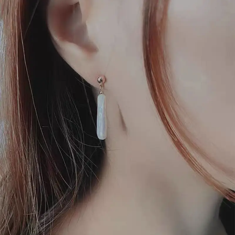 Silver Strip Pearl Earrings for Women Feminine Style - Image 3