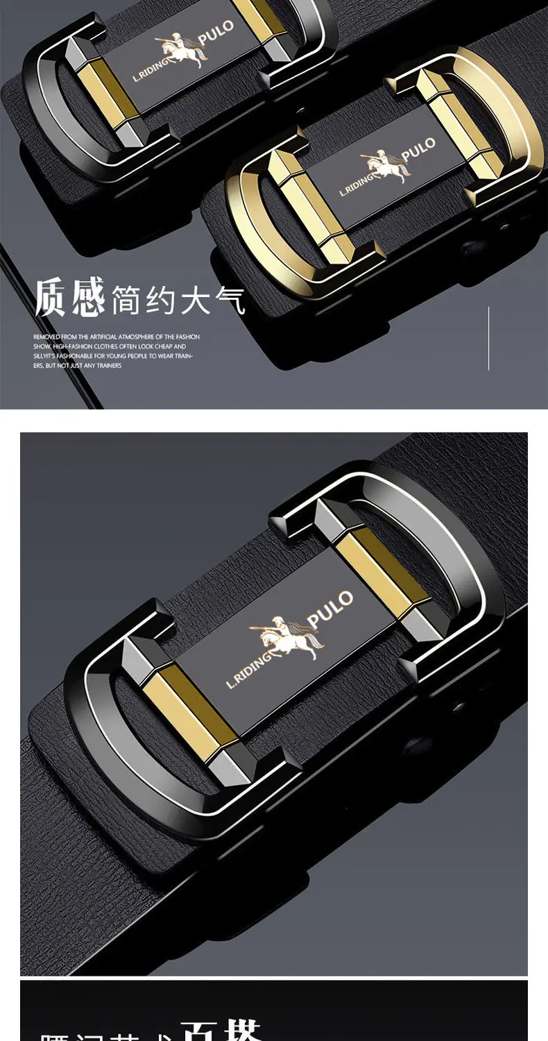 Men's Black Genuine Leather Automatic Buckle Belt β feature 13