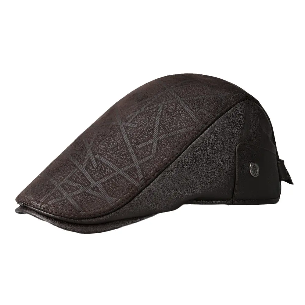Middle-aged Men Winter Warm Leather Cap Beret - Image 6
