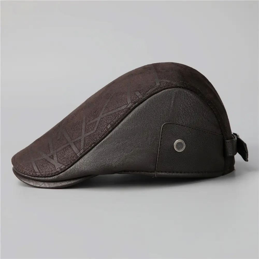 Middle-aged Men Winter Warm Leather Cap Beret — feature 2