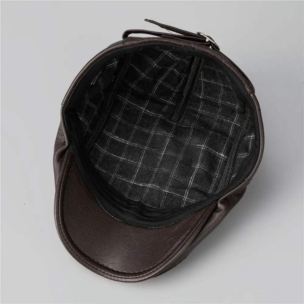 Middle-aged Men Winter Warm Leather Cap Beret — feature 6