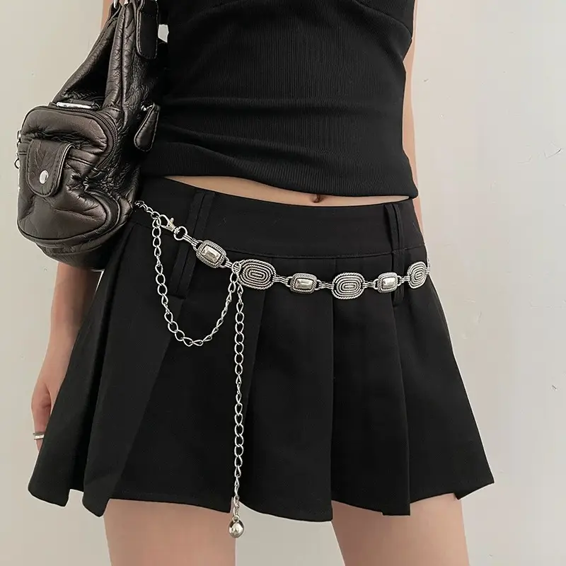 Retro Ethnic Silver Waist Chain Adjustable Belt