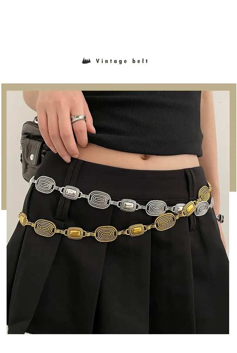 Retro Ethnic Silver Waist Chain Adjustable Belt — feature 1