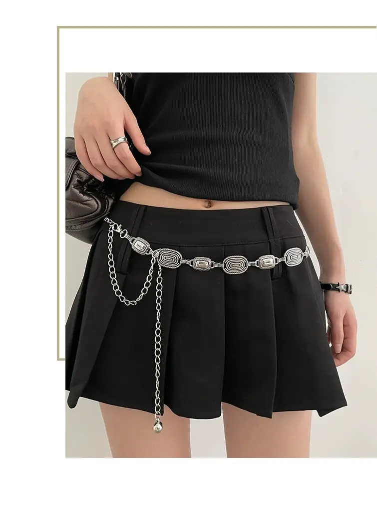 Retro Ethnic Silver Waist Chain Adjustable Belt — feature 5