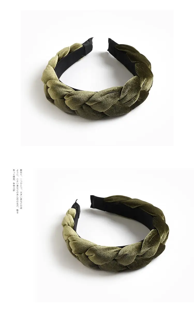 Green Velvet Braided Hair Band for Women — feature 19