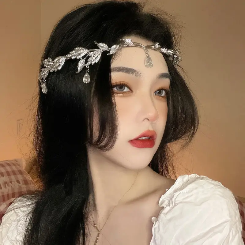 Rhinestone Tassel Headband for Women Bridal Crown