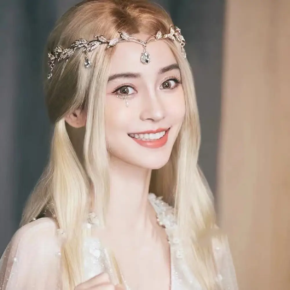 Rhinestone Tassel Headband for Women Bridal Crown