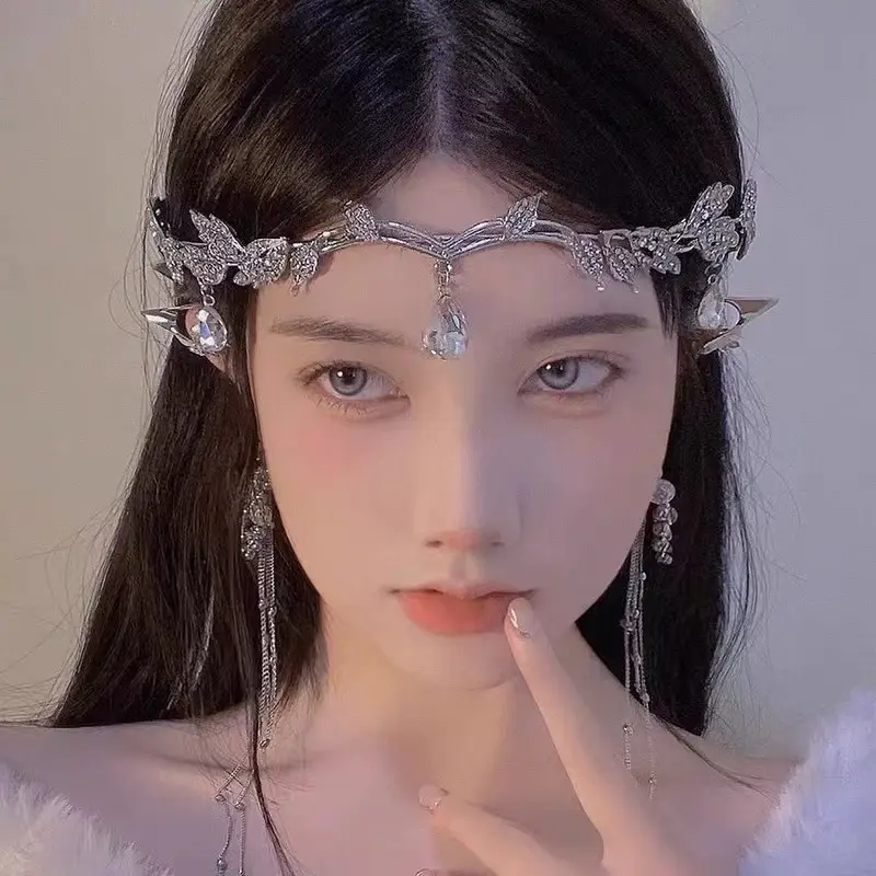 Rhinestone Tassel Headband for Women Bridal Crown — feature 7