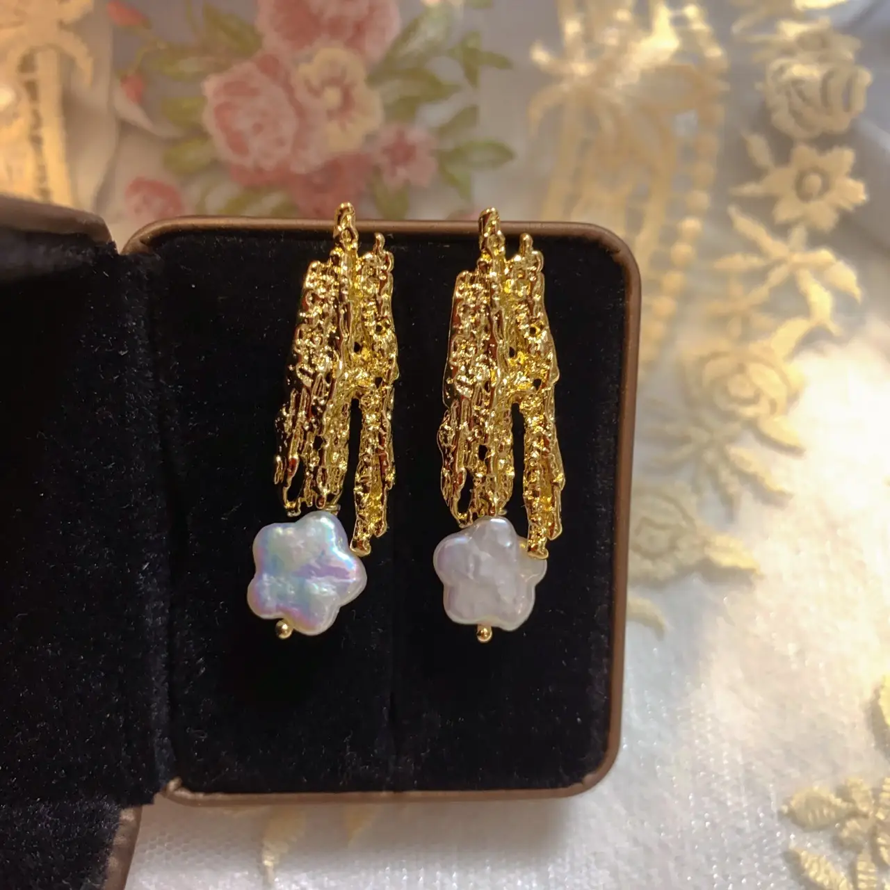 Greek Lava Baroque Pearl Earrings Set - Image 2