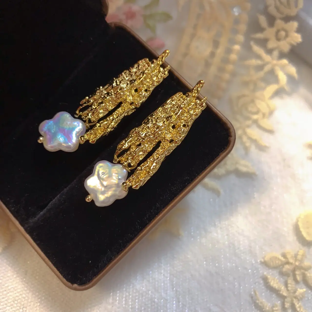 Greek Lava Baroque Pearl Earrings Set - Image 3
