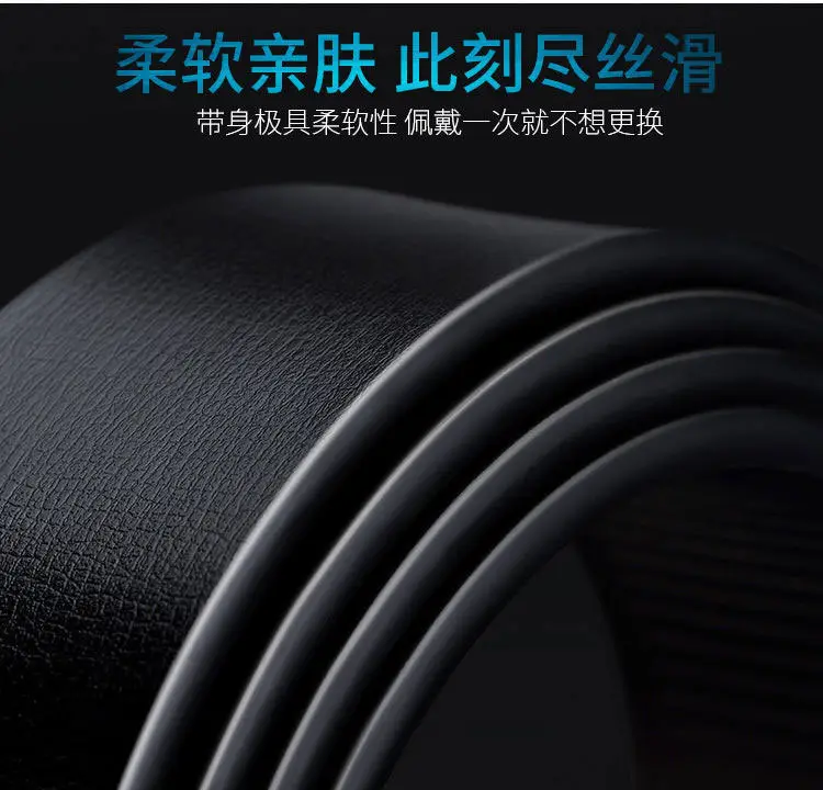 Men Genuine Leather Automatic Buckle Belt Black β feature 14