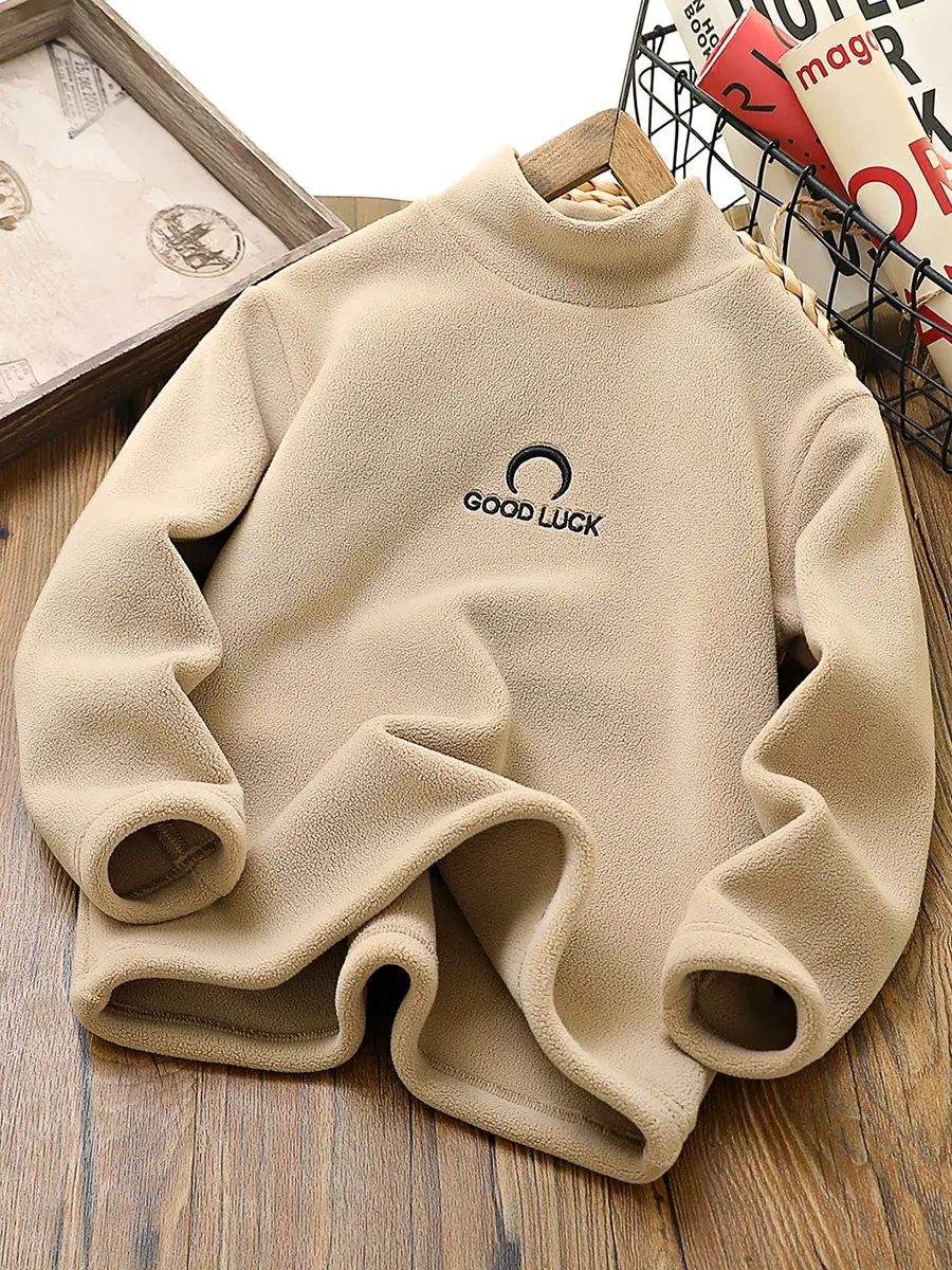 Boys Fleece Lined Half-Turtleneck Cream 2025 - Image 9