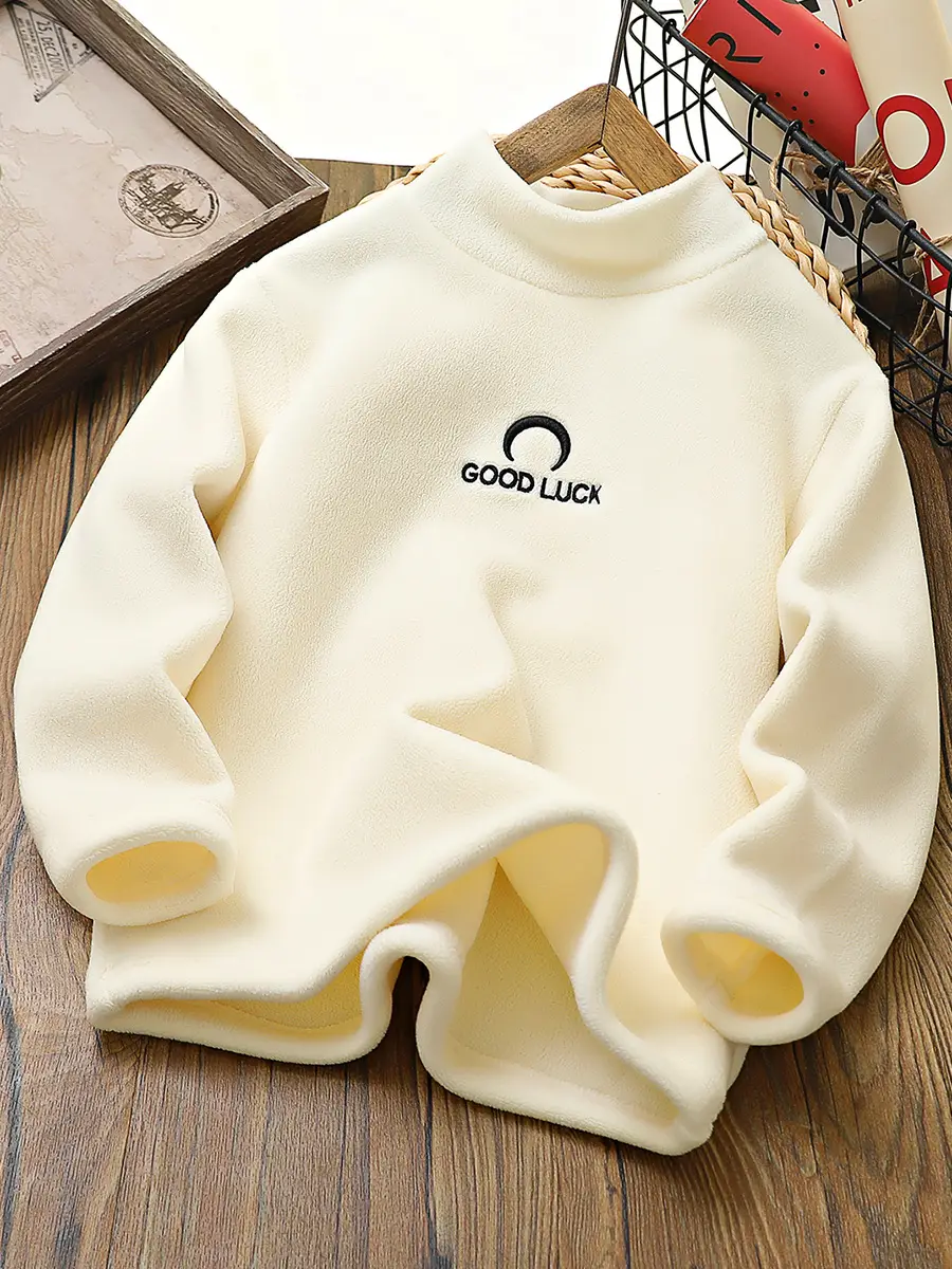 Boys Fleece Lined Half-Turtleneck Cream 2025 - Image 10