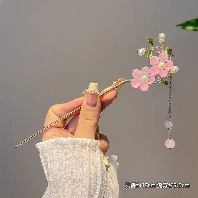 Ancient Flower Hairpin with Tassel & Chopsticks Set - Image 25