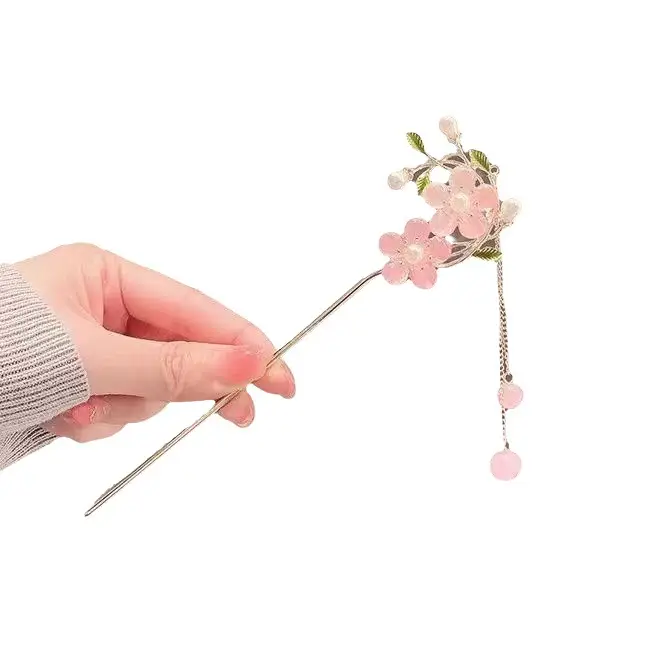 Ancient Flower Hairpin with Tassel & Chopsticks Set - Image 26