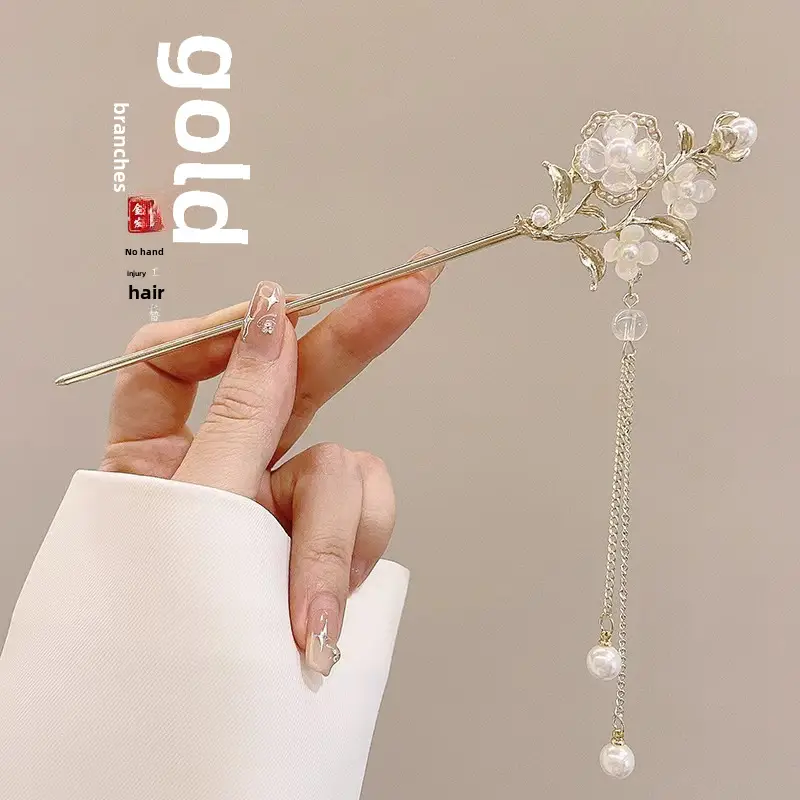Ancient Flower Hairpin with Tassel & Chopsticks Set - Image 19