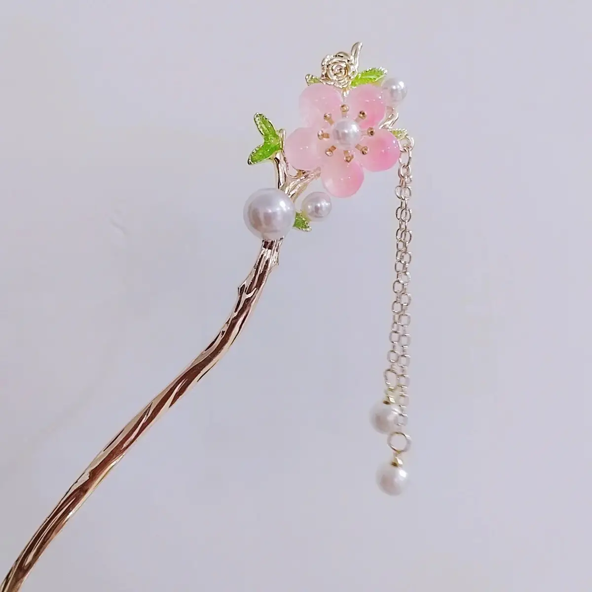 Ancient Flower Hairpin with Tassel & Chopsticks Set - Image 3