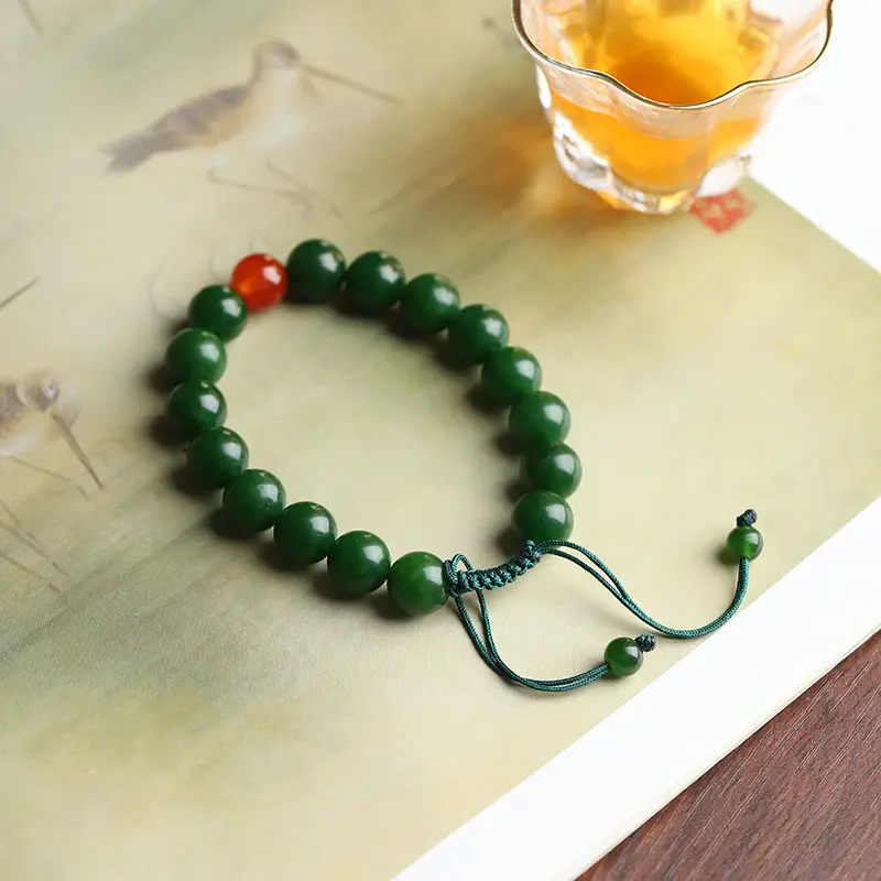 Natural Green Jade Bracelet Adjustable for Men Women - Image 2