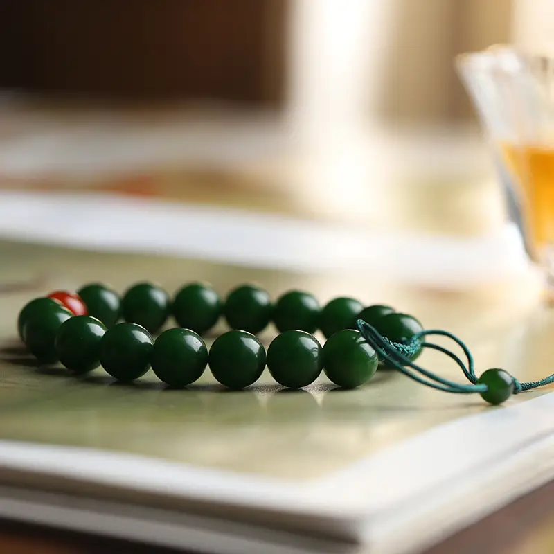 Natural Green Jade Bracelet Adjustable for Men Women - Image 3