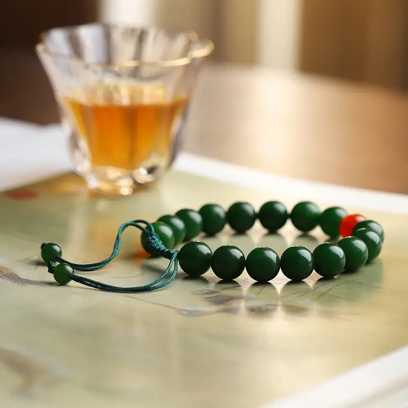 Natural Green Jade Bracelet Adjustable for Men Women - Image 4