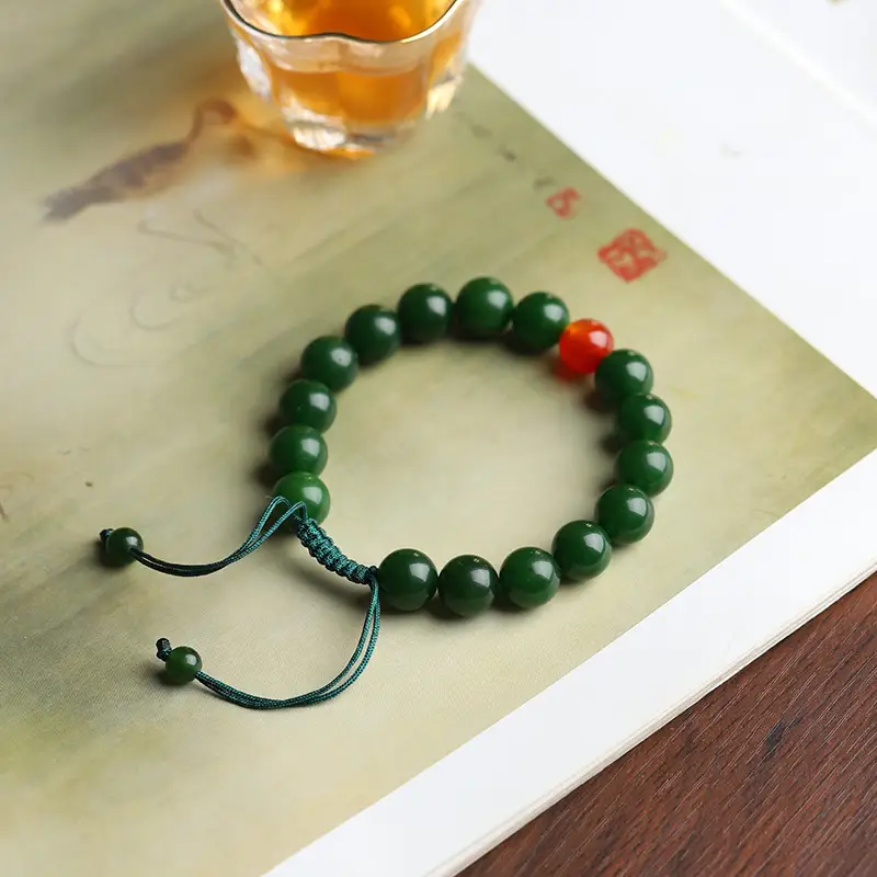 Natural Green Jade Bracelet Adjustable for Men Women — feature 2