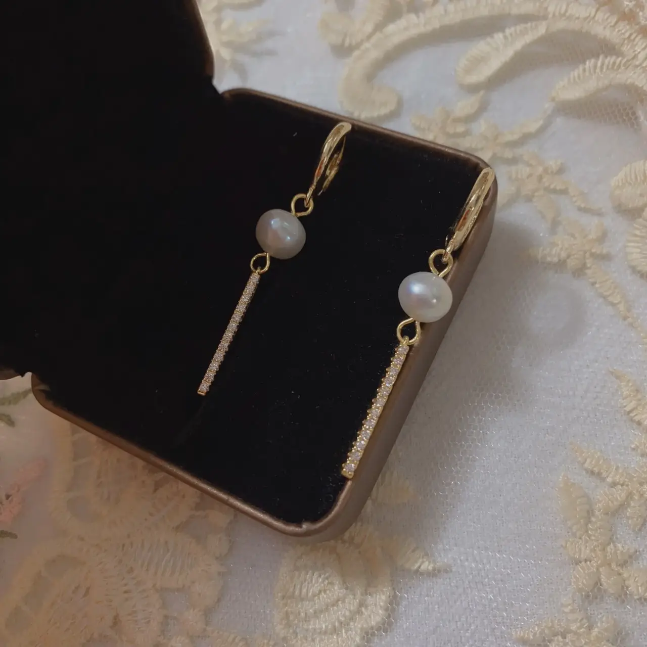 14k Gold Pearl Earrings for Women - Image 2