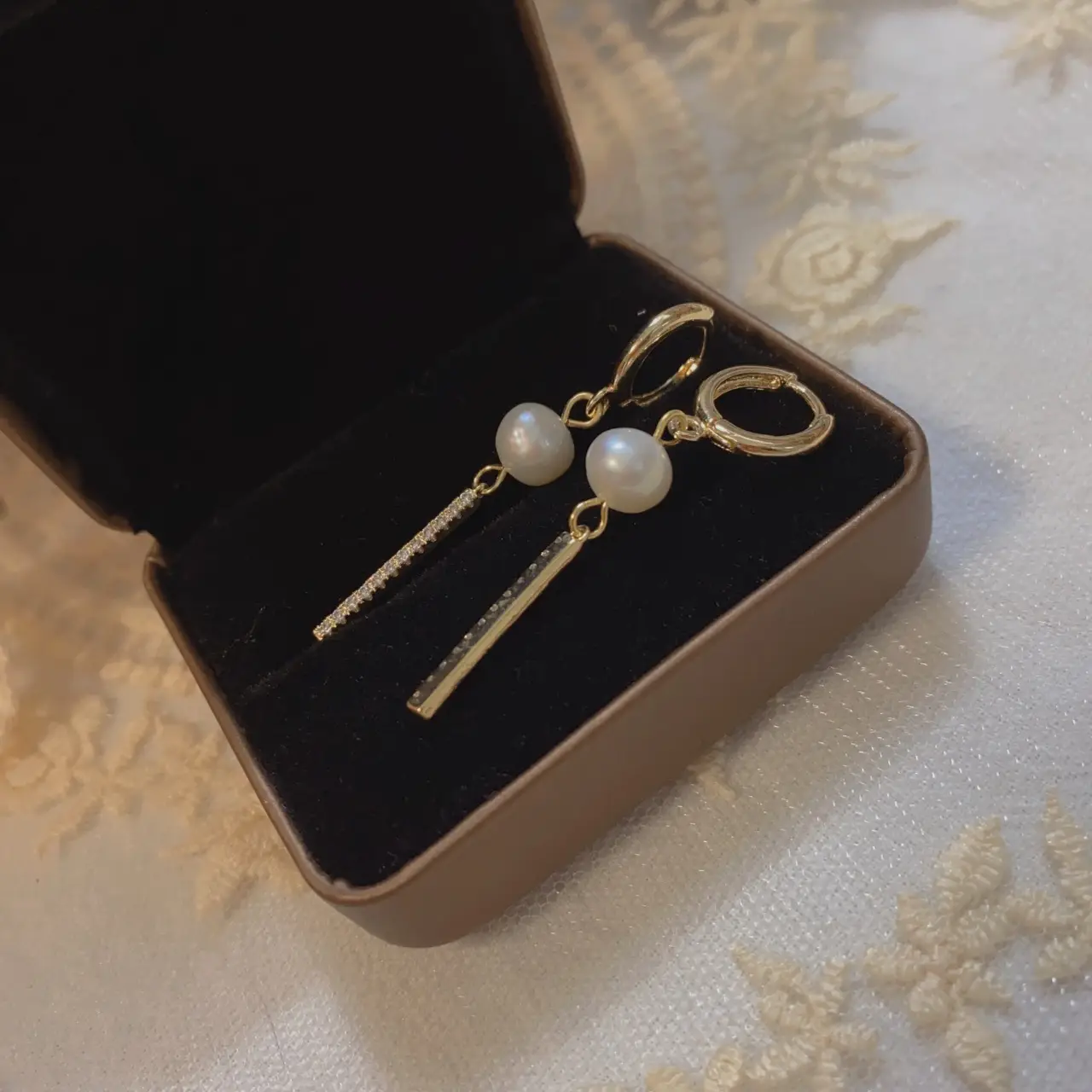 14k Gold Pearl Earrings for Women - Image 4