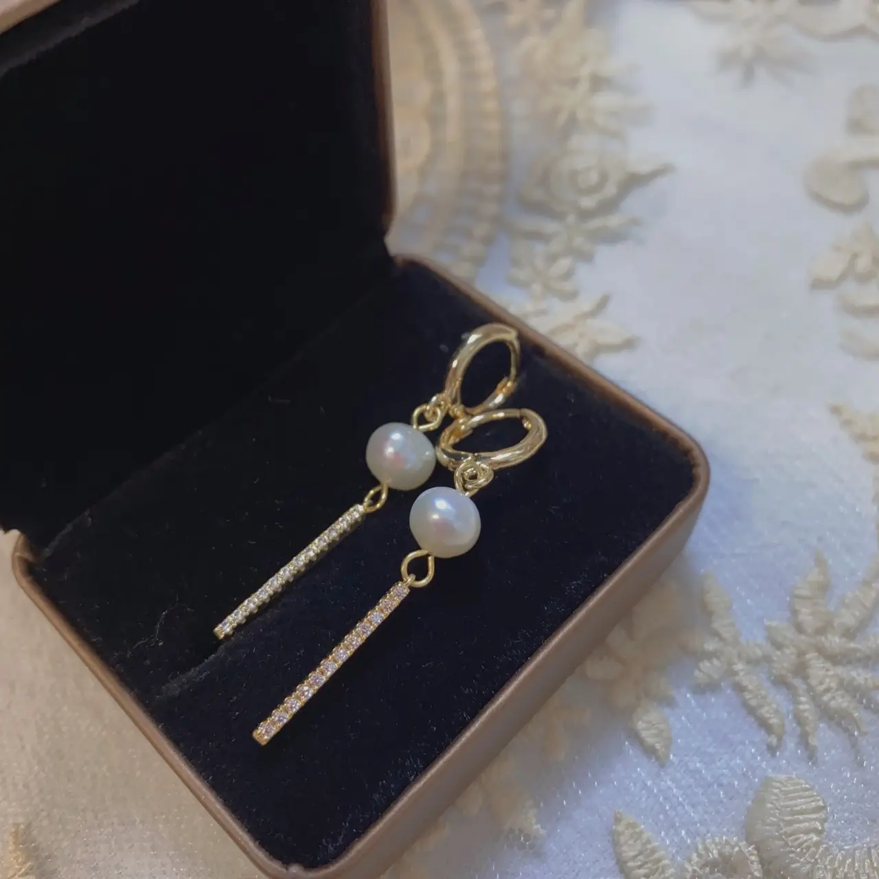 14k Gold Pearl Earrings for Women - Image 5