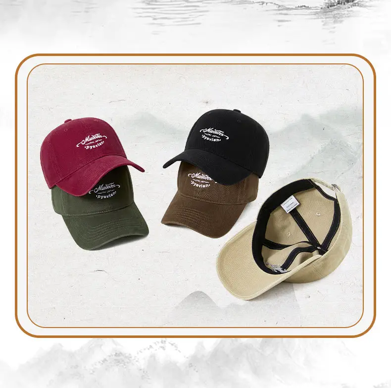 Spring Summer Retro Peaked Cap Letter Embroidered Pure Color — feature 11