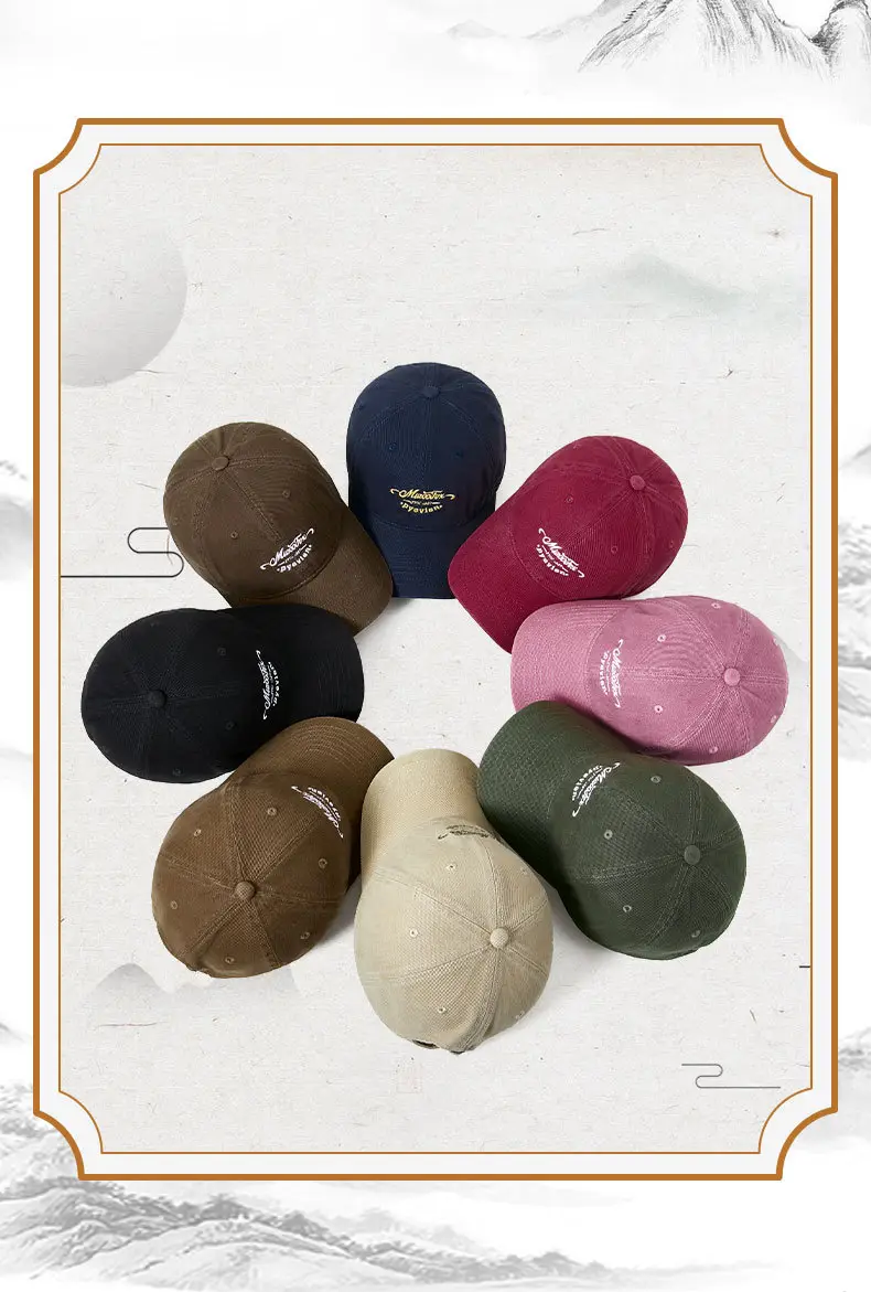 Spring Summer Retro Peaked Cap Letter Embroidered Pure Color — feature 9