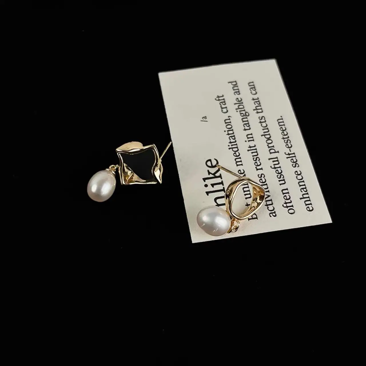 Fangyuan Asymmetric Pearl Silver Pin Earrings All Match Korean Style - Image 3