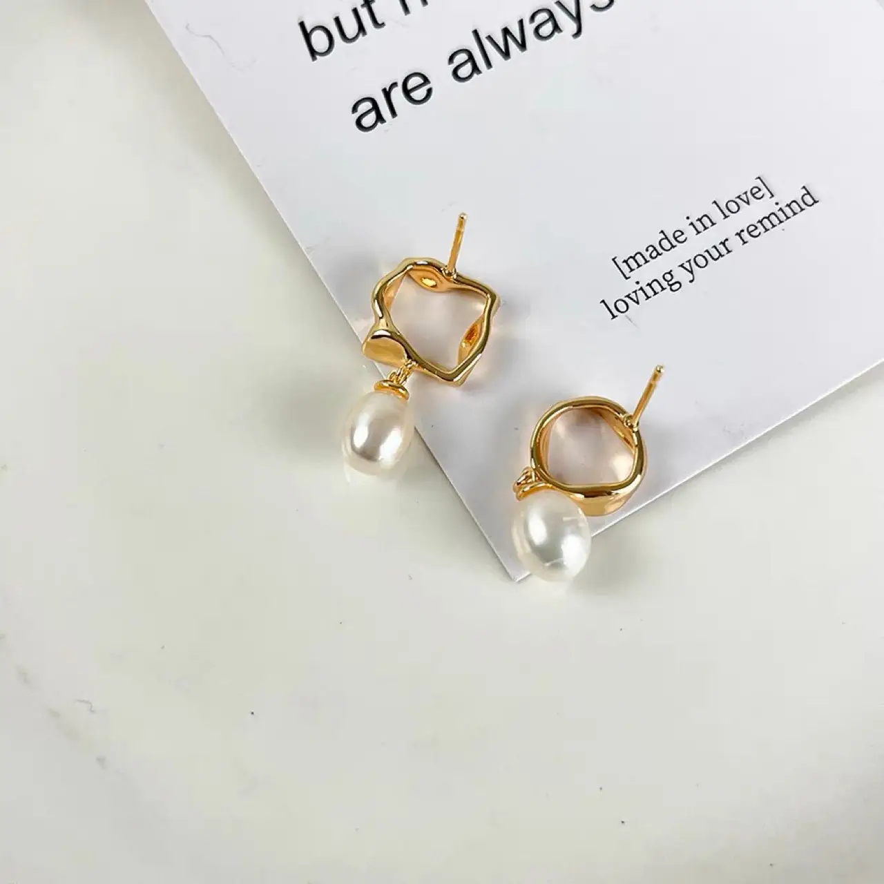 Fangyuan Asymmetric Pearl Silver Pin Earrings All Match Korean Style - Image 4