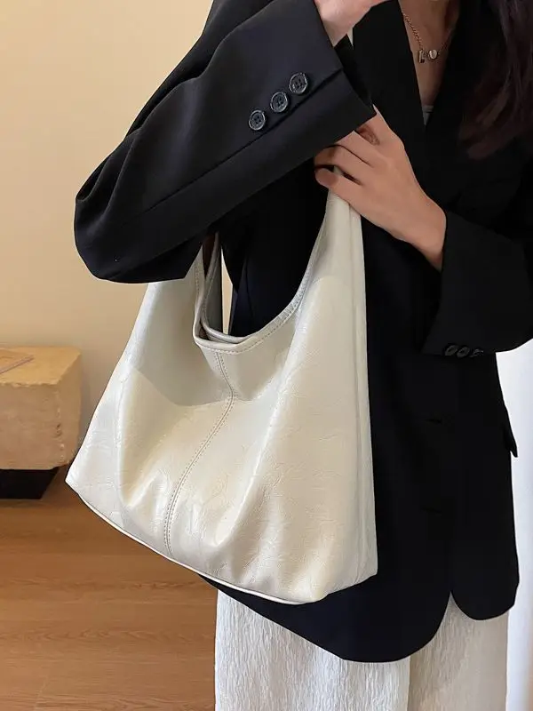 Women's Large Capacity Leather Bucket Bag Tan 2023 - Image 6