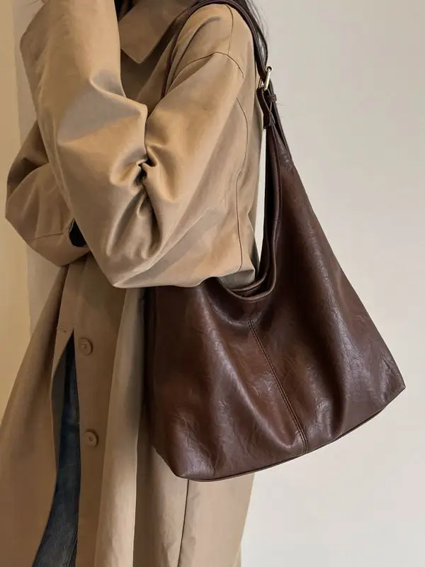 Black Leather Shoulder Bag for Women 2023 New Fashion