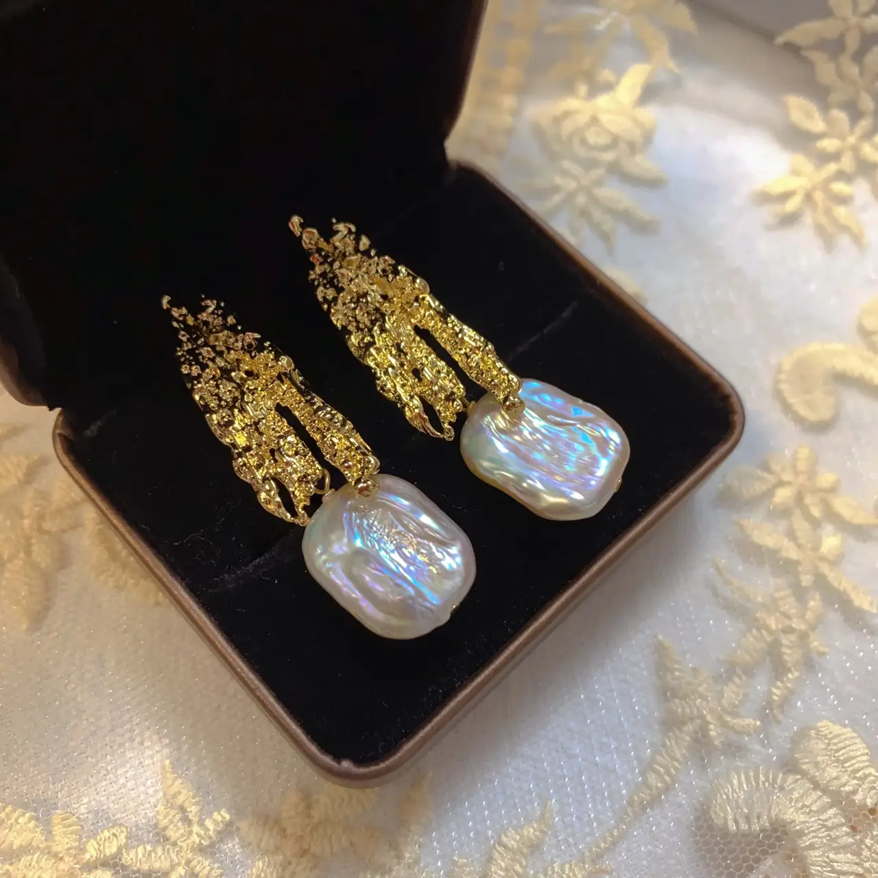 Lava Geometric Pearl Gold Earrings Fairy Silver Pin - Image 5