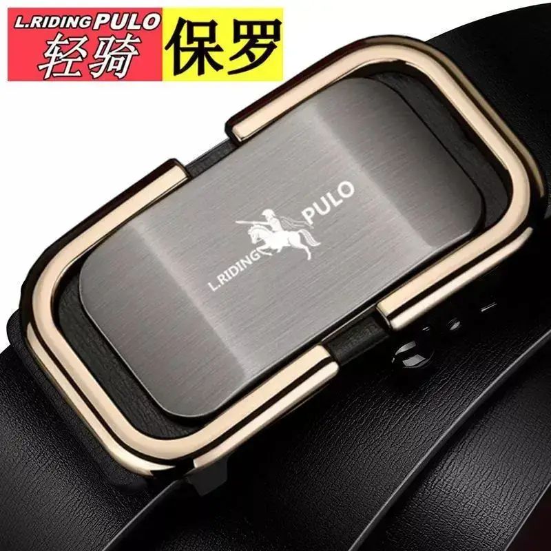 Paul Men's Belt Retro Automatic Buckle Black Gold - Image 8