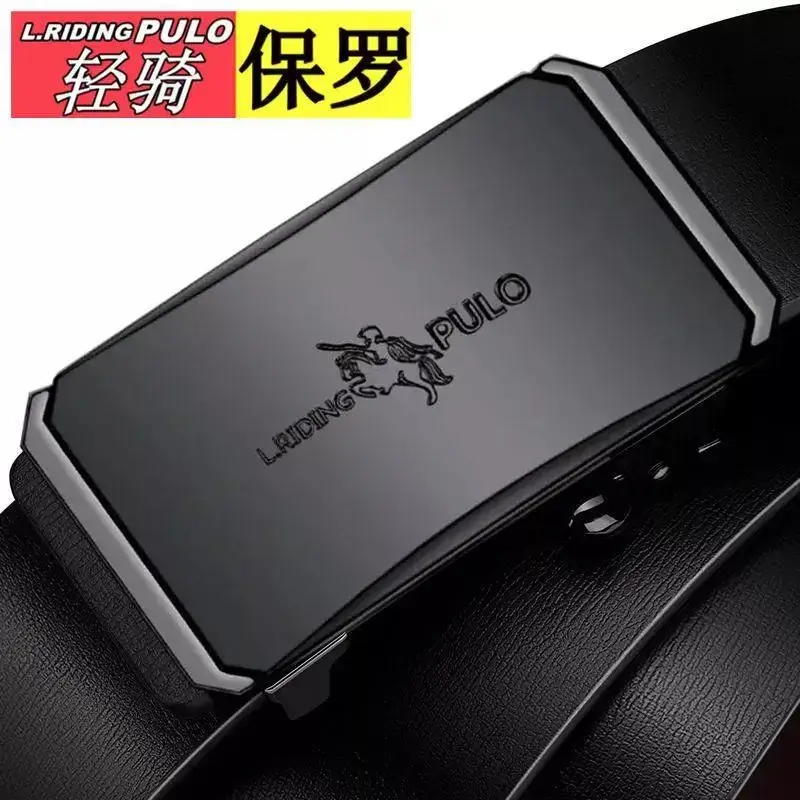 Paul Men's Belt Retro Automatic Buckle Black Gold